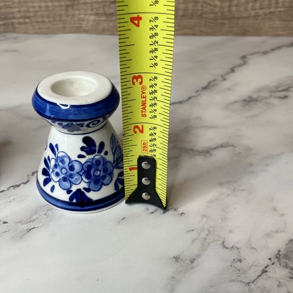 Elesva 455 Deft Holland Hand Painted Blue and White Floral Candle Holders - Picture 13 of 13